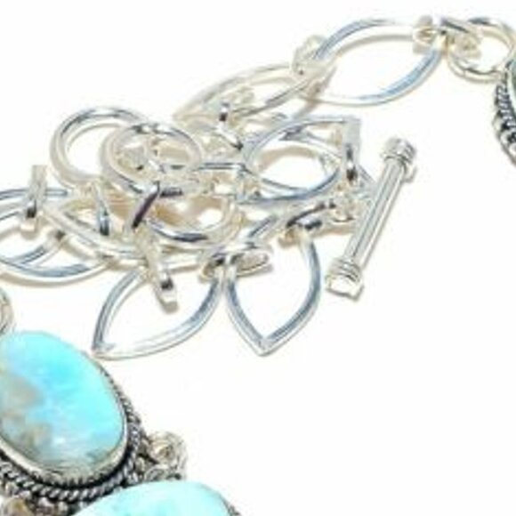 NEW - Larimar Stone Sterling Adjustable Necklace - Picture 5 of 6